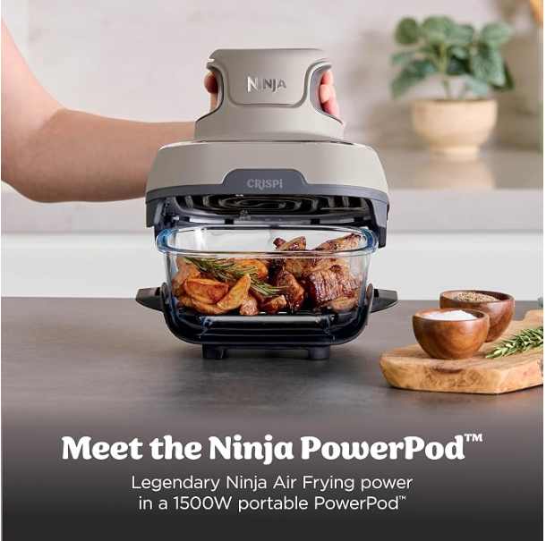 Ninja Crispi Air Fryer, Microwave, Freezer and Dishwasher Safe, Portable Non-Toxic Glass Cooking System, 1.5L Capacity Glass Container and 6 Cups Including - Image 2