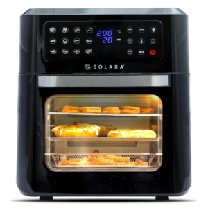 SOLARA 12L Air Fryer Oven for Home Kitchen, 1800W OTG Air Fryer Oven 12 Litre with 12 Presets, 9 Accessories, Grill, Roast, Bake, Reheat, AirFryer OTG, XX-Large, Recipe E-book, 1 Year Warranty, Black