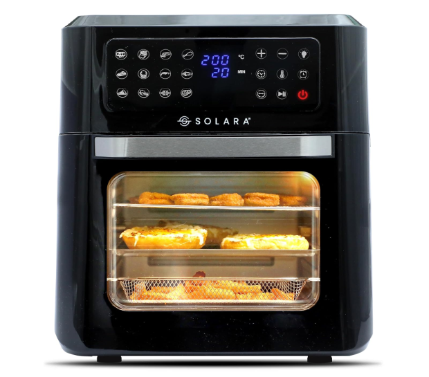 SOLARA 12L Air Fryer Oven for Home Kitchen, 1800W OTG Air Fryer Oven 12 Litre with 12 Presets, 9 Accessories, Grill, Roast, Bake, Reheat, AirFryer OTG, XX-Large, Recipe E-book, 1 Year Warranty, Black