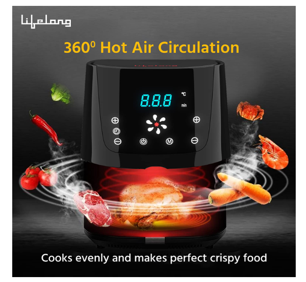 Lifelong LLHFD421 HealthyFry Pro 4.2L Digital Air Fryer with Curated 7-Preset Menu, Touch Control & Digital Display| Variable Temperature and Timer Control (1 Year Warranty, Black) - Image 2