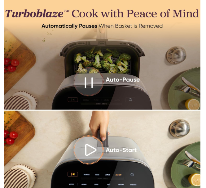 COSORI 9 in 1 air fryer, compact but large 6 quart 5 speed fan speeds with 450 F for ultra crisp, 95% less oil, over 100 recipes in the - Image 2