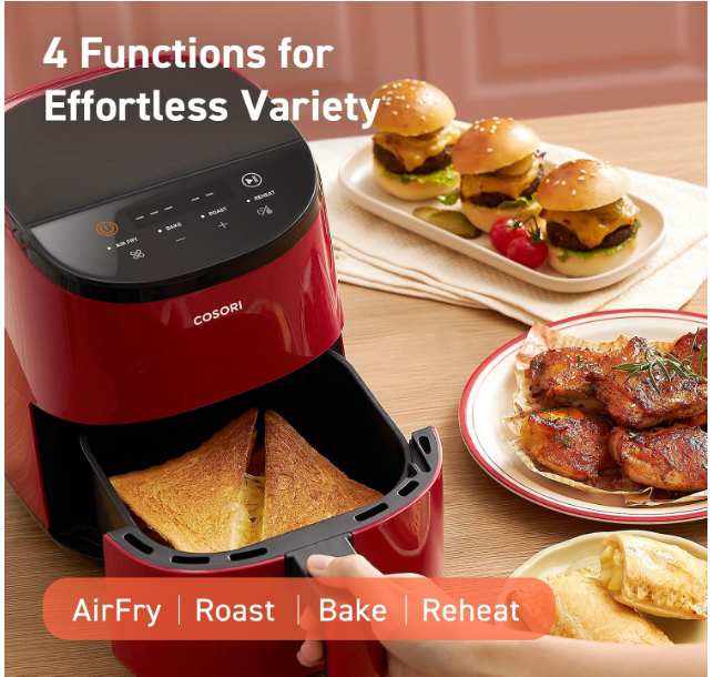 COSORI Air Fryer, 2.1 Litres, Mini Fryer 4-in-1, for Baking, Roasting, Warming, 97% Less Oil, Compact & Quiet, Non-Stick Coating and Dishwasher Safe Basket, 30