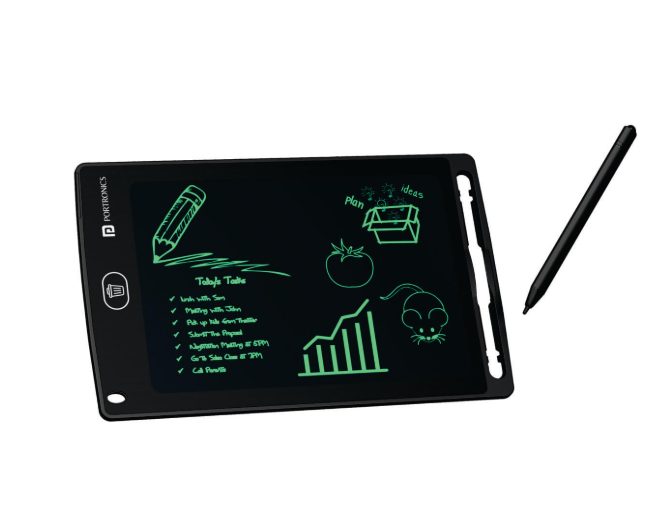 Portronics Ruffpad 8.5E Re-Writable LCD Writing Pad with Screen 21.5cm (8.5-inch) for Drawing, Playing, Handwriting Gifts for Kids & Adults,(Black)