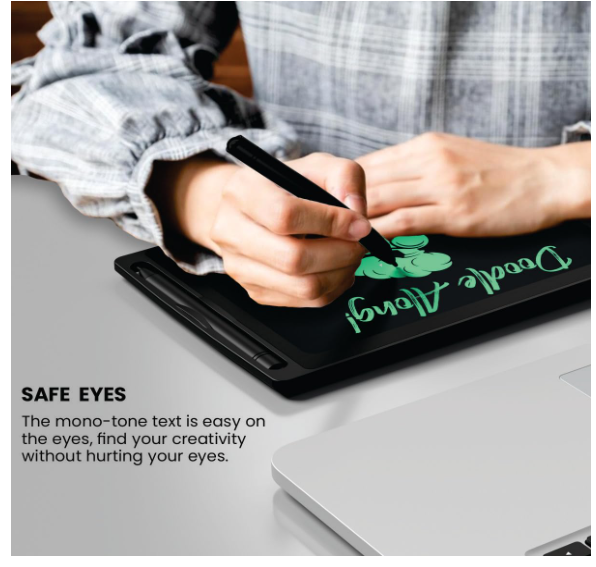 Portronics Ruffpad 8.5E Re-Writable LCD Writing Pad with Screen 21.5cm (8.5-inch) for Drawing, Playing, Handwriting Gifts for Kids & Adults,(Black) - Image 2