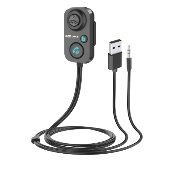 Portronics AUTO 12 in-Car Bluetooth Receiver for Handsfree Calling, Music System, Supports All Smartphones (Black)
