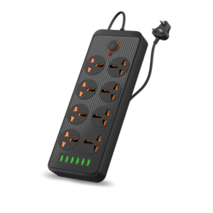 Portronics Power Plate 7 with 6 USB Port + 8 Power Sockets Smart Electric Universal Extension Board Multi Plug with 2500W, 2Mtr Cord Length, 2.1A USB Output(Black)
