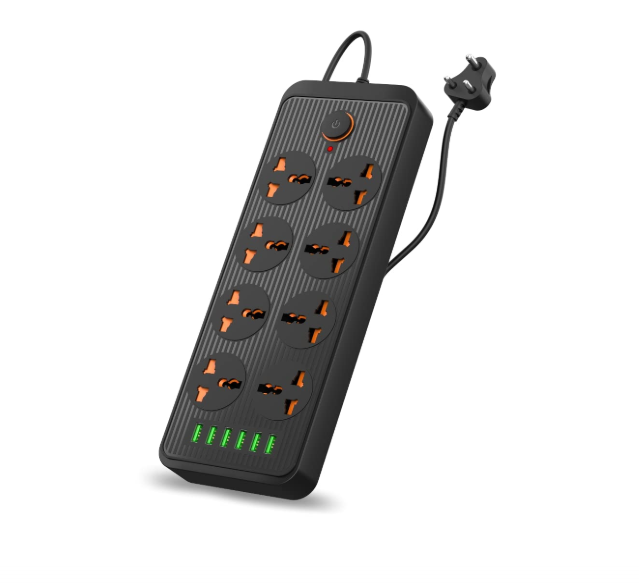 Portronics Power Plate 7 with 6 USB Port + 8 Power Sockets Smart Electric Universal Extension Board Multi Plug with 2500W, 2Mtr Cord Length, 2.1A USB Output(Black)
