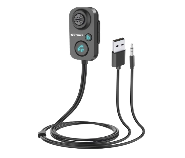 Portronics AUTO 12 in-Car Bluetooth Receiver for Handsfree Calling, Music System, Supports All Smartphones (Black)