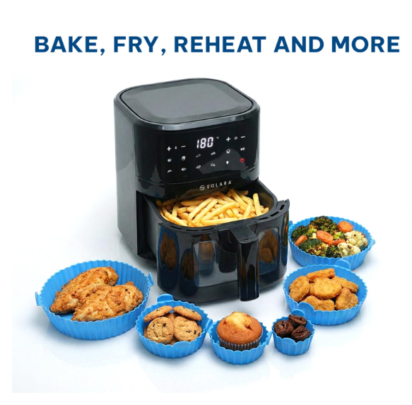 SOLARA Air Fryer 4.5 Litres with 500ml 2-in-1 Glass Oil Sprayer & Pack of 6 Reusable Silicone Basket Liners Combo Pack, 10 Preset menus, BPA-Free Kitchen and Air Fryer Accessories - Image 2
