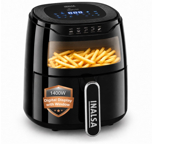 INALSA Air Fryer,4.2 L, 1400W,Non Toxic, AirCrisp Tech,Tasty Fry Digital DW