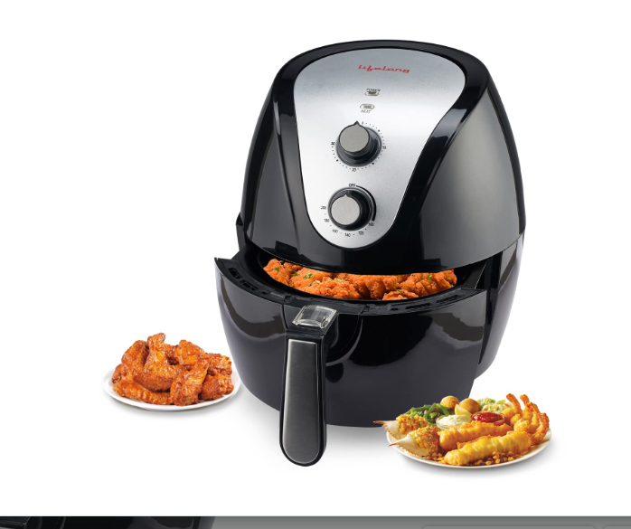 Lifelong LLHF421 Fryo Air Fryer 1400W with 4.5L Large Cooking Pan Capacity, Timer Selection and Fully Adjustable Temperature Control with 1 Year Warranty(Black)