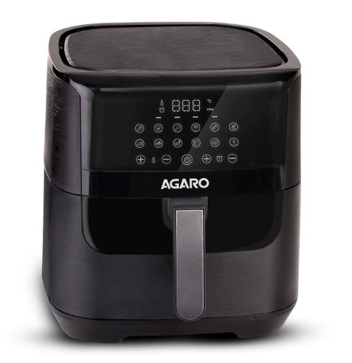 AGARO Elegant Air Fryer, 6.5L, 12 Preset Cooking Modes, 360 Degrees Air Circulation With Variable Temperature Settings, Frying, Grilling, Toasting, Roasting, 1800W, Black.