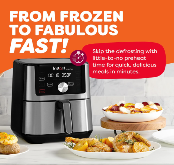 Instant Vortex Plus 6L Air Fryer, 6-in-1 with 360° EvenCrisp Technology, Touch Control Panel, Uses 95% Less Oil, Air Fry, Roast, Grill, Bake, Reheat & Dehydrate, 1500W, PFOA-Free & BPA-Free - Image 2