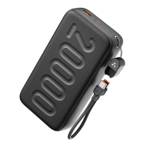 Ambrane 20000mAh Powerbank with in-Build Type C Cable, 22.5W Fast Charging, USB & Type C Output, Power Delivery, Quick Charge for iPhone, Android Mobile & Tablets, Earbuds, (Stylo N20, Black)