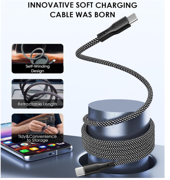 Sounce Type-C to Type-C Cable – 65W / 3.1A PD Fast Charging, 480Mbps High-Speed Data Transfer & Sync, Durable Nylon Braided O-Magcable for Smartphones & Laptops (1M, Black)
