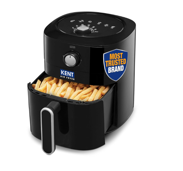 KENT Classic Hot Air Fryer 4L 1300 W | 80% Less Oil | Instant Electric Air Fryer | Auto Cut Off | Fry, Grill, Roast, Steam, and Bake | 1 Year Warranty | Black