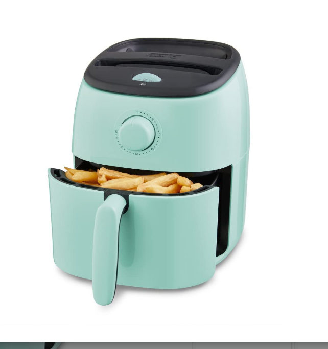 Dash DCAF200GBAQ02 Tasti Crisp Electric Air Fryer Oven Cooker with Temperature Control, Non-stick Fry Basket, Recipe Guide + Auto Shut Off Feature, 1000-Watt, 2.6Qt, Aqua