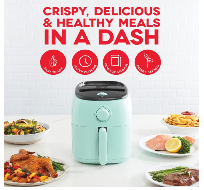 Dash DCAF200GBAQ02 Tasti Crisp Electric Air Fryer Oven Cooker with Temperature Control, Non-stick Fry Basket, Recipe Guide + Auto Shut Off Feature, 1000-Watt, 2.6Qt, Aqua - Image 3