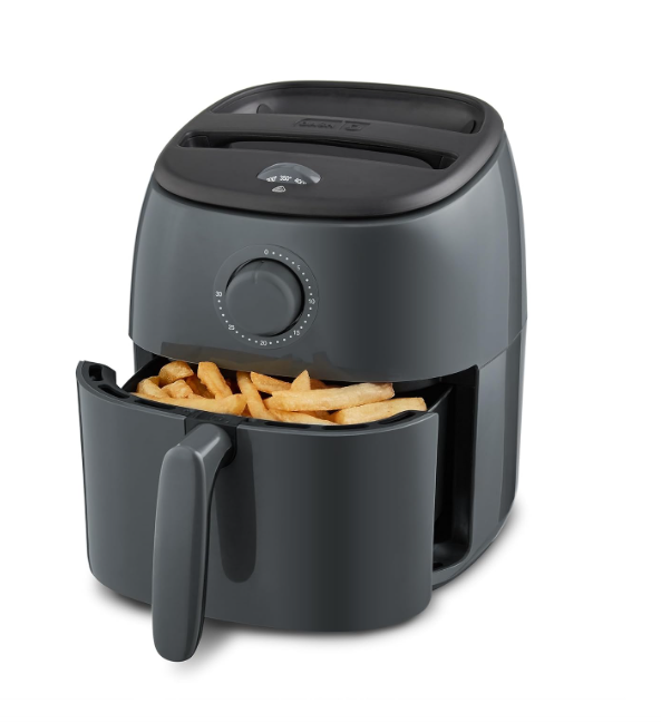 DASH Tasti-Crisp™ Electric Air Fryer Oven, 2.6 Qt., Grey – Compact Air Fryer for Healthier Food in Minutes, Ideal for Small Spaces – Auto Shut Off, Analog, 1000-Watt