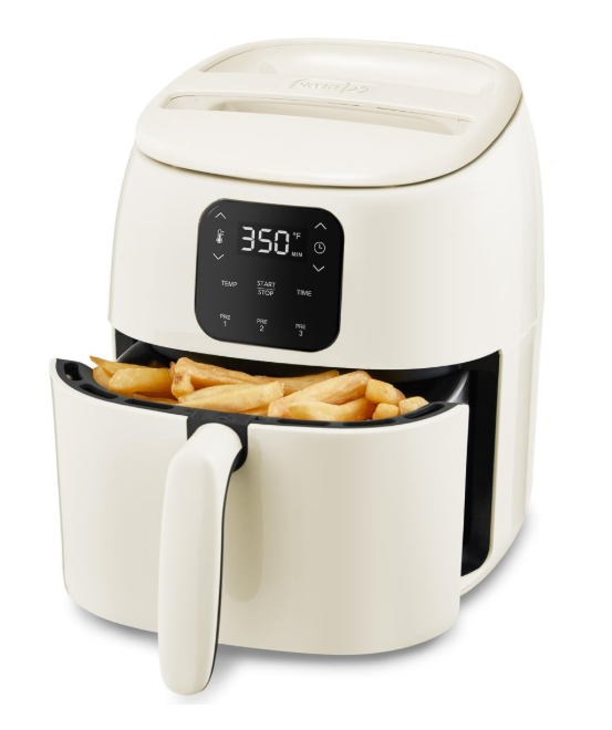 DASH Tasti-Crisp 9.5L Ceramic Air Fryer Cream - Compact Air Fryer for Healthier Food in Minutes, Non Stick Ceramic Surface Ideal