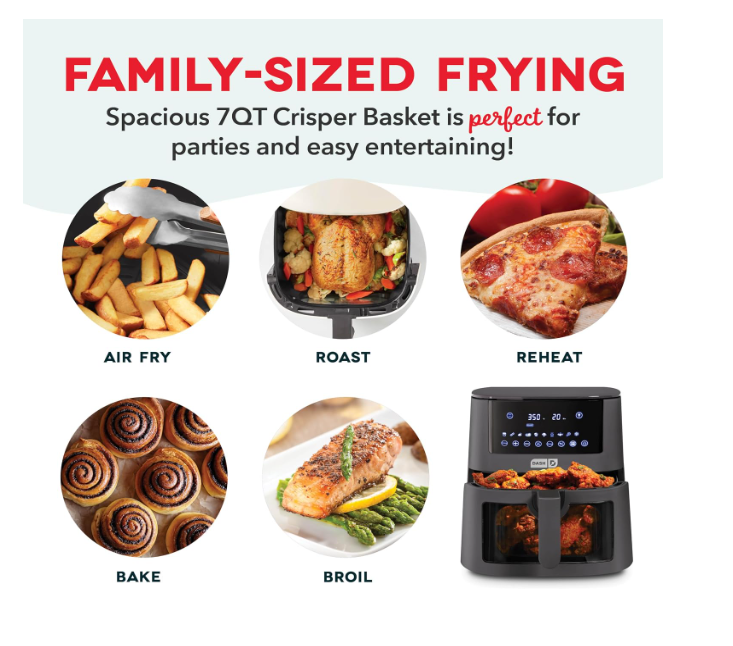 DASH 7qt Clear View Digital Air Fryer - Forged Iron - Image 2