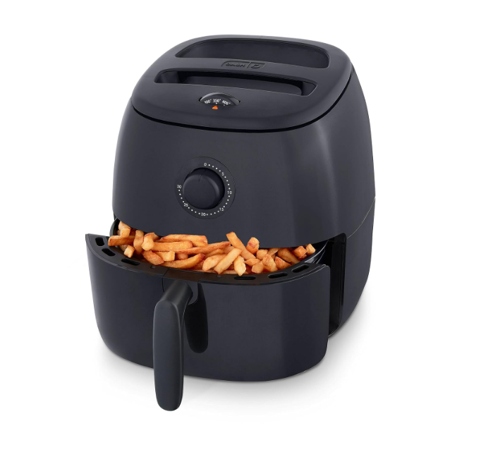 DASH Tasti-Crisp Electric Air Fryer Oven, 6 Qt. Family Size, Black - Compact Air Fryer with Large Basket for Healthier Food in Minutes, Ideal for Small Spaces - Auto Shut Off, Analog, 1700-Watt