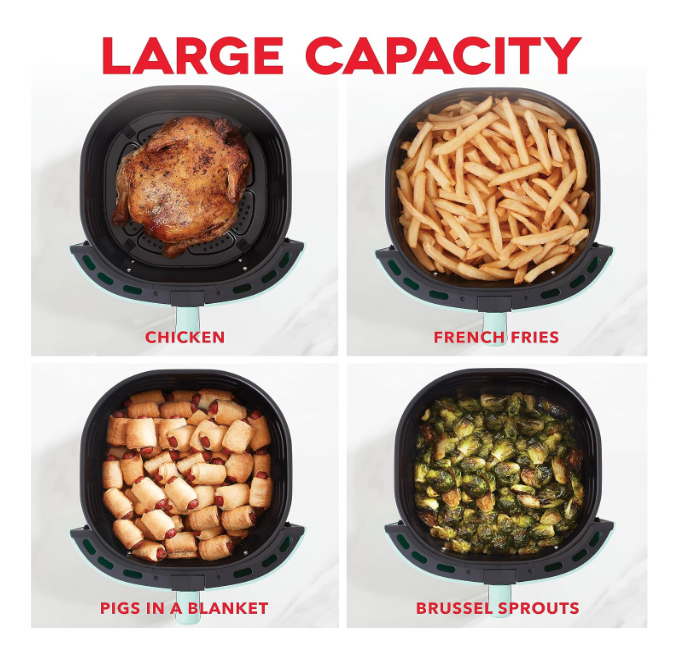 DASH Tasti-Crisp Electric Air Fryer Oven, 6 Qt. Family Size, Black - Compact Air Fryer with Large Basket for Healthier Food in Minutes, Ideal for Small Spaces - Auto Shut Off, Analog, 1700-Watt - Image 2