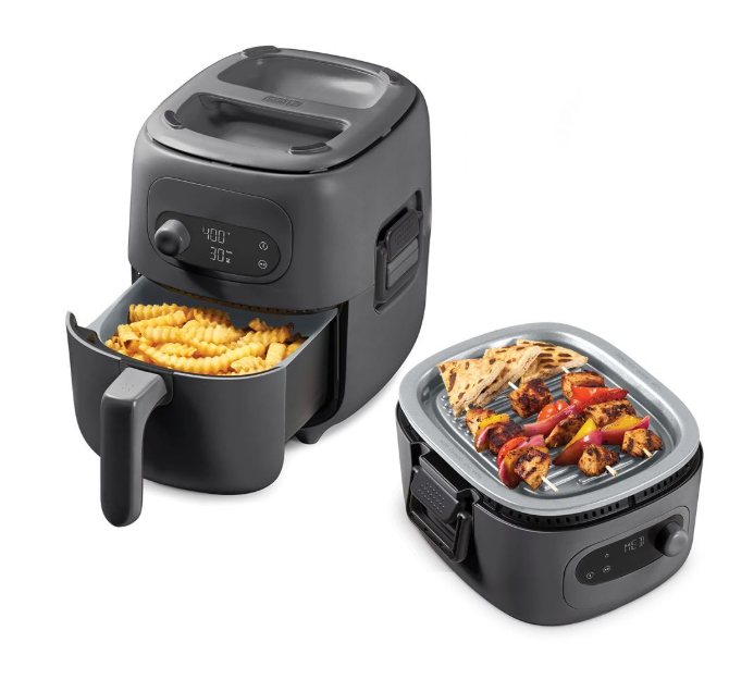DASH Flip & Fry 2-in-1 Grill + Air Fryer, 3 Quart