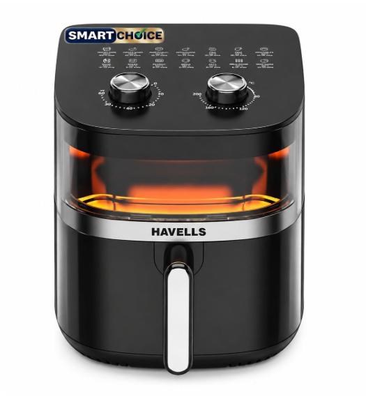 Havells Prolife Stellar Chef Smartchoice Air Fryer 5.5 Ltr|1500 Watts|See Through Window|Aerocrisp Tech: Rapid air circulation in every direction|Non Stick Silicon Coated Basket|2 Year Brand Warranty