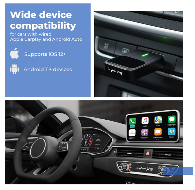 Lifelong 2-in-1 Wireless CarPlay & Android Auto Adapter | Dual Phone Connection, Plug & Play USB Type-A to C, iOS & Android Compatibility, Support OEM Controls |Stick Cast - Bluetooth 5.4 & WiFi 6 - Image 2