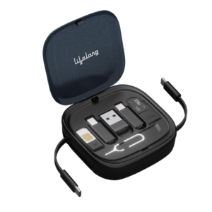 Lifelong Electronics 60W All-in-One Multifunctional Cable Kit | Fast Charging & Data Transfer | Retractable Cable with USB A & C Convertor, Micro/Lightning Connector, Sim Storage & Ejector Accessories