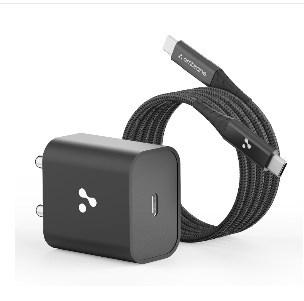 Ambrane 20W Type C Mobile Charger Adapter, Fast Charging for Android, iPhone 16/15/14/13/12/11/X (Pro,/Plus/Max Series), Samsung, Google Pixel & Oppo,Vivo Other Type C Enabled Devices, (M20,Black)