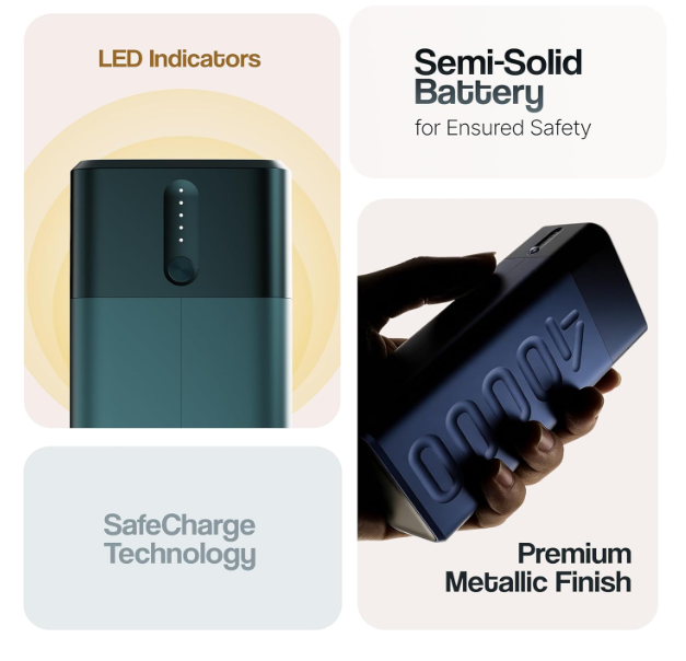 Ambrane Semi Solid Battery Powerbank 40000mAh, New Battery Technology - Extremely Safe with Negligible Fire Risk, 65W Fast Charging - Macbook, Type C Laptop, Mobiles, Other Devices (Stellar 40K,Green) - Image 2