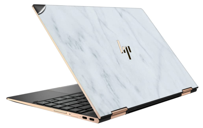 GADGETS WRAP Premium Vinyl Laptop Decal Top Only Compatible with HP Spectre X360 Convertible 13-ac0XX - White Marble, 0505LapMat-1970