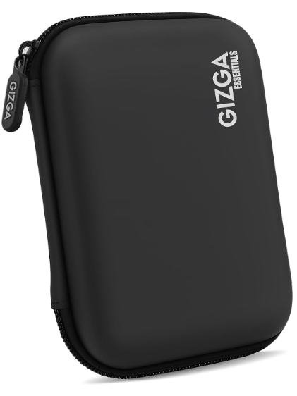 Gizga Essentials Hard Drive Case Shell, 6.35cm/2.5-inch, Portable Storage Organizer Bag for Earphone USB Cable Power Bank Mobile Charger Digital Gadget Hard Disk, Water Resistance Material, Black