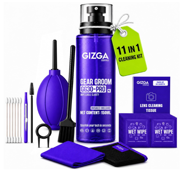 Gizga Essentials 11-in-1 Laptop Cleaning Kit | 150ml Screen Cleaner Spray, Air Blower, Microfiber Cloth, Lens Tissue & Keycap Puller | Camera, DSLR, TV, Keyboard, Eyeglass & Mobile Cleaning Kit
