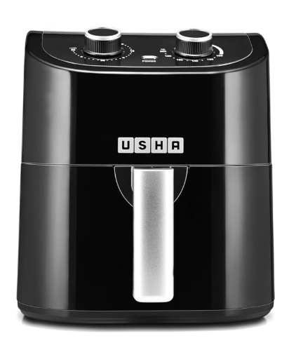 USHA Ichef Air Fryer 4.5L, 10 In 1 Functions: Air Frying, Baking, Roasting, Grilling, Thawing, Slow, Toasting And Air Drying |Turbo Air Circulation|Oil Free Cooking (Black), 1350 Watts