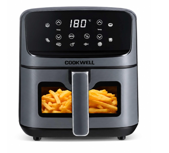 Cookwell Air Fryer - 5L With See Through Window - 1400W (Grey & Black)