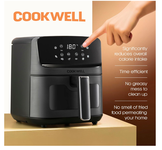 Cookwell Air Fryer - 5L With See Through Window - 1400W (Grey & Black) - Image 2