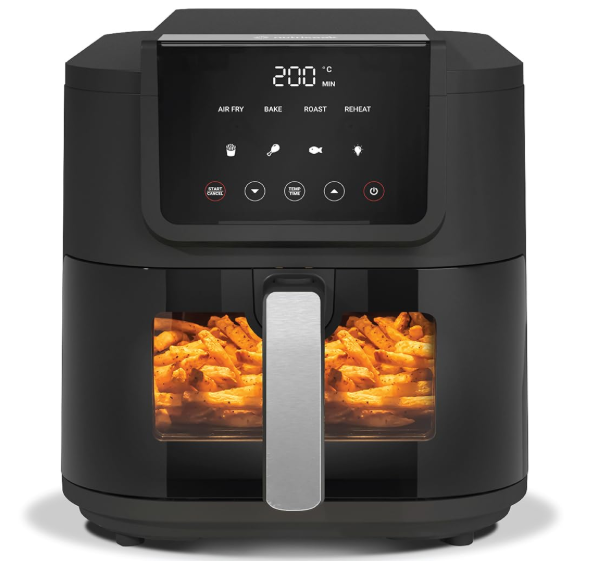 Nutricook 5L Air Fryer Slim with 100% Toxin-Free Ceramic Coating—No PTFE, PFAS, PFOA or Microplastics, Clear Window, Light & Large Basket | 1500W, 4 Presets, 2-Year Warranty