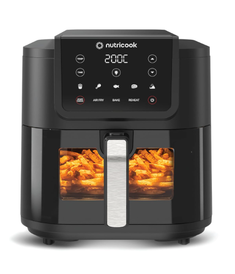 Nutricook 7.6L Air Fryer Slim XL with 100% Toxin-Free Ceramic Coating—No PTFE, PFAS, PFOA or Microplastics, Clear Window, Light & Extra-Large Basket | 1700W, 5 Presets, 2-Year Warranty