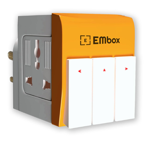 EMBOX 3 Pin Multi Plug Adapter with Individual Switch 3 Pin Plug Socket Safety Shutter Spike Buster Fuse Protected Adapter 3 Way Plug Extension for Home Office Travel-5A-250V, Pack of 1 Orange