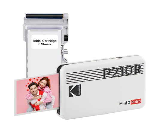 KODAK Mini 2 Retro Portable Instant Photo Printer, Wireless Connection, Compatible with iOS, Android & Bluetooth, Real Photo (2.1 ”x3.4”), 4Pass Technology & Lamination Process -White
