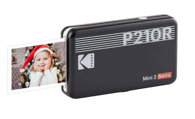 KODAK Mini 2 Retro 4PASS Portable Photo Printer (2.1x3.4 inches) + 8 Sheets, Black