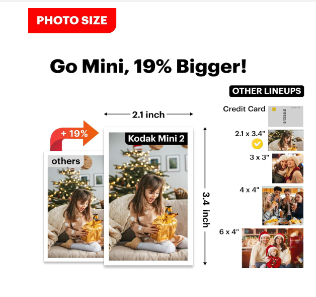 KODAK Mini 2 Retro 4PASS Portable Photo Printer (2.1x3.4 inches) + 8 Sheets, Black - Image 2