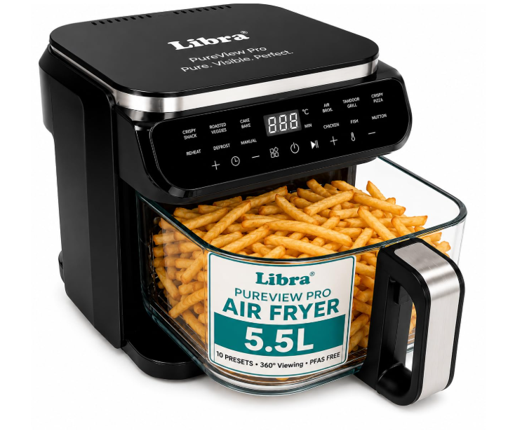 Libra 5.5 L Glass Air Fryer Oven - Multifunction Digital Air Fryer for Home