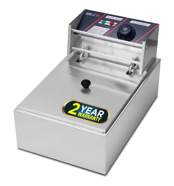 IBELL DF610M Electric Deep Fryer, Silver 2500W, 6 Litre Capacity, Stainless Steel Body And Basket, Temperature Control
