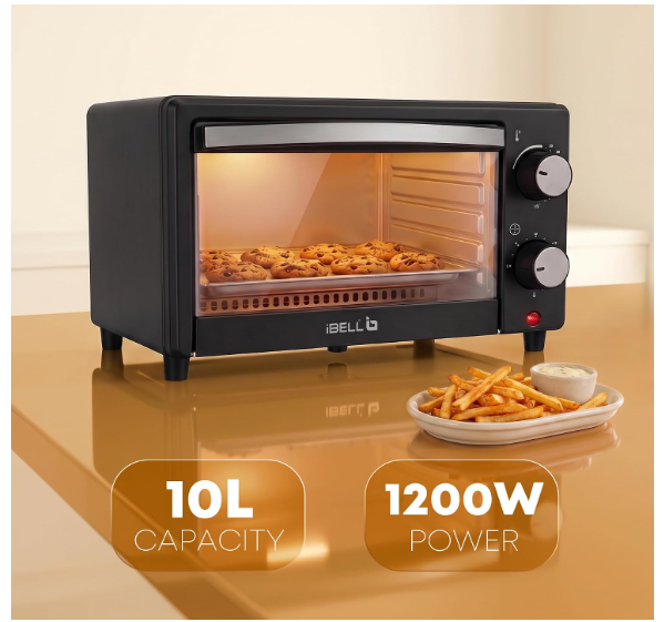 iBELL WAVE10 OTG Oven – 10L Compact Design, 1200W Power | Multi-Function Oven, Toaster & Griller with Adjustable Temperature and Timer Control - Image 2
