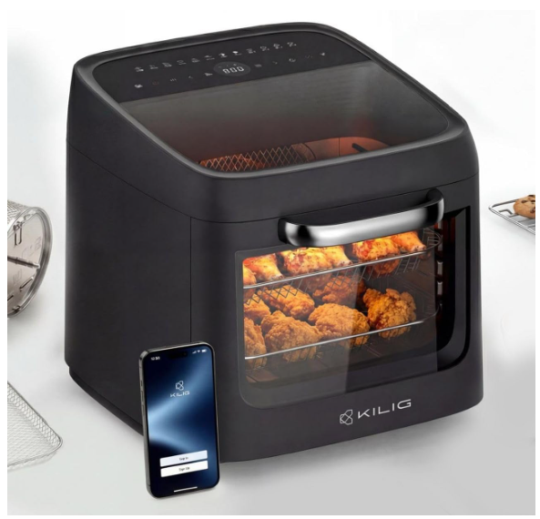 KILIG Nexa Edge 12L Air Fryer Oven, Rotisserie, WiFi App, Dual View, Black