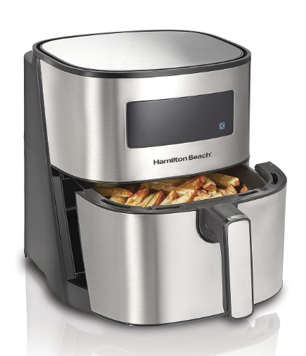 Hamilton Beach Digital Air Fryer 6.5L - 8 One-Touch Pre-Set Functions, Stainless Steel Exterior, Fast Cooking, 1700W Power, Air Fryer Oven for Home